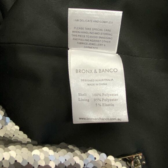 Bronx and Banco Silverfox Sequin Midi Dress in Black/ Silver Pewter, Size 6 - Picture 7 of 8